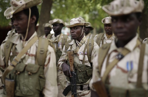 Chadian troops participate in the closing ceremony of operation Flintlock in an army base in N&#039;djamena, Chad, Monday, March 9, 2015. The U.S. military and its Western partners conduct this traini ...