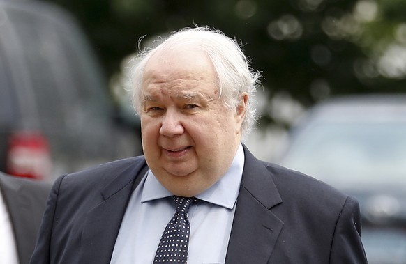 FILE - In this Monday, July 17, 2017 file photo, Russian Ambassador to the U.S. Sergei Kislyak arrives at the State Department in Washington to meet with Undersecretary of State Thomas Shannon. The Ru ...