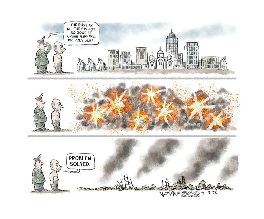 30 Karikaturen, die vier Monate Angriffskrieg gegen die Ukraine auf den Punkt bringen