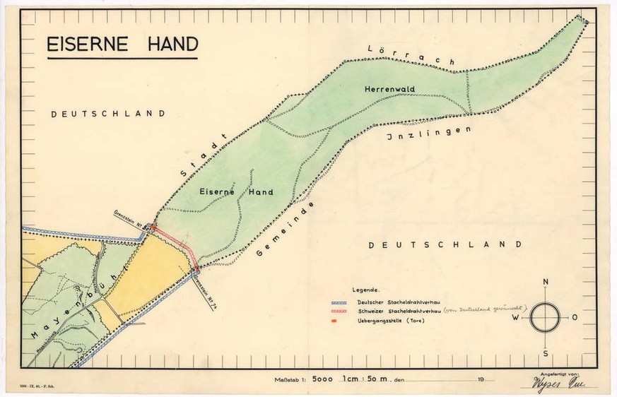 Eiserne Haand bei Riehen, BS, deutscher Zaun