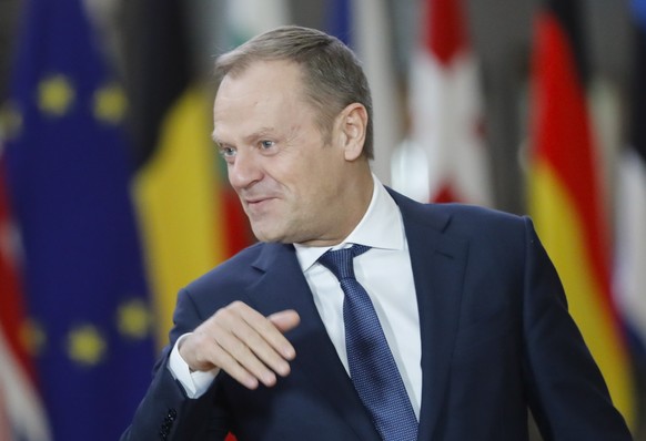 epa07314614 President of the European Council, Donald Tusk prior to a meeting in Brussels, Belgium, 24 January 2019. EPA/OLIVIER HOSLET