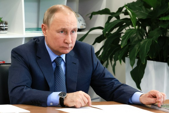 Russian President Vladimir Putin chairs a meeting of the Board of Trustees of the Talent and Success Educational Foundation via videoconference at the Sirius Educational Center for Gifted Children in  ...