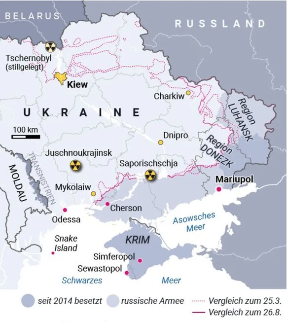 Die russische Armee in der Ukraine, Stand: 22. September.