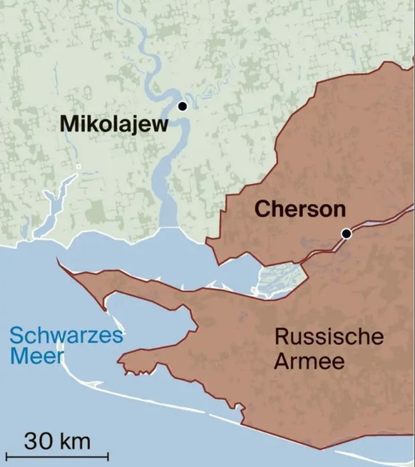 Das Frontgebiet rund um die südukrainische Stadt Cherson.