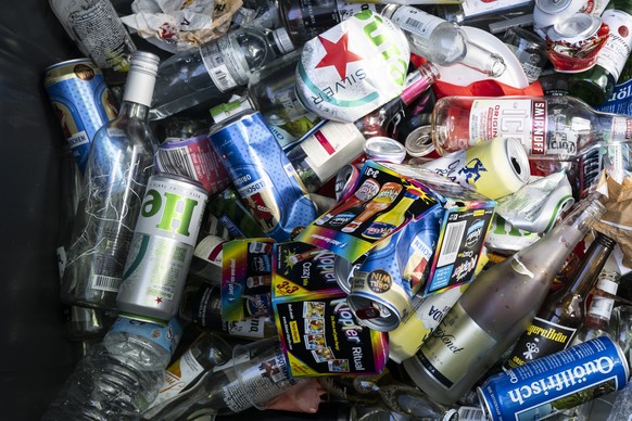 Trash during the 29th Street Parade in the city center of Zurich, Switzerland, Saturday, August 13, 2022. The annual dance music event Street Parade runs this year under the claim "THINK". ( ...