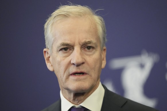 Norwegian Prime Minister Jonas Gahr Store speaks to media during the Joint Expeditionary Force Leaders&#039; Summit, at the Estonian Knighthood House in Tallinn, Estonia, Tuesday, Dec. 17, 2024. (AP P ...