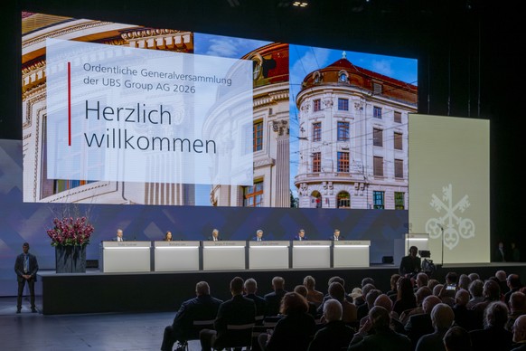 KEYPIX - The Annual General Meeting of the UBS Group AG in Basel, Switzerland, on Wednesday, April 15, 2026.(KEYSTONE/Georgios Kefalas) .