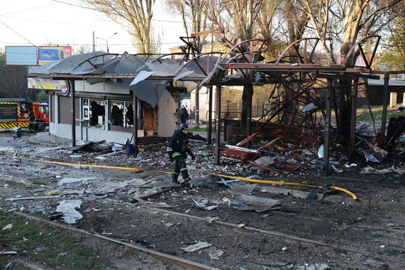 KEYPIX - A public transport station destroyed by Russia's drone attack is seen in Zaporizhzhia, Ukraine, Wednesday, April 15, 2026. (AP Photo/Kateryna Klochko)