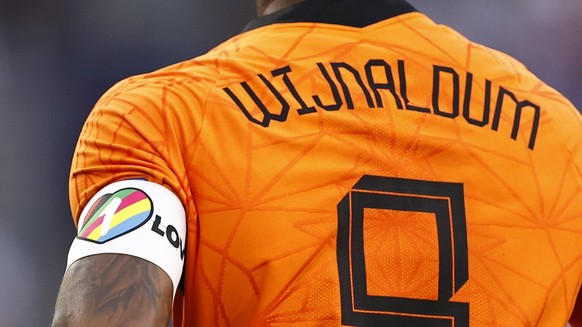 BUDAPEST - Georginio Wijnaldum of Holland with OneLove captaincy during the UEFA EURO, EM, Europameisterschaft,Fussball 2020 match between the Netherlands and the Czech Republic at Puskas Arena on Jun ...