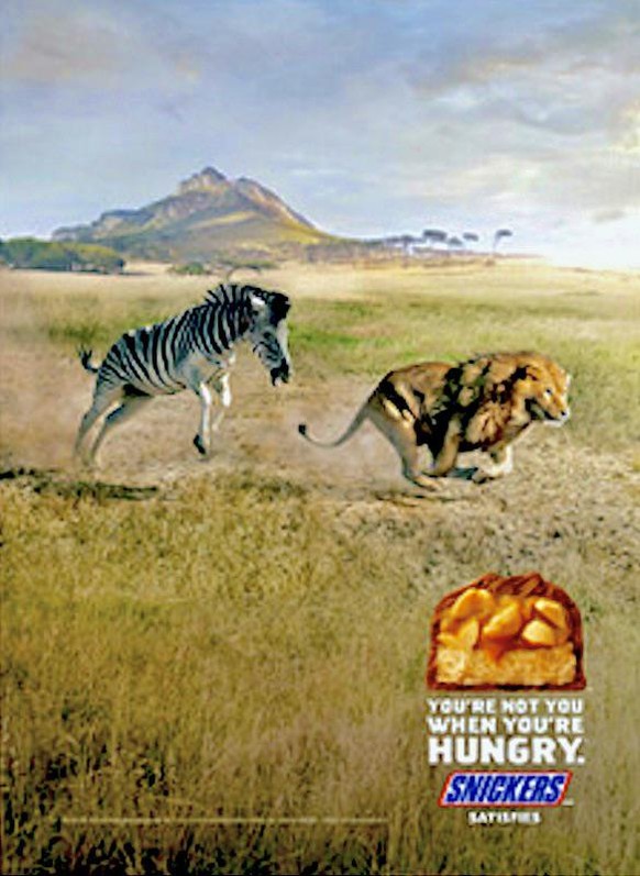 Diese 25 Werbeplakate sind so kreativ, da schaut man gerne zweimal hin\n«Du bist nicht Du wenn du hungrig bist» 
