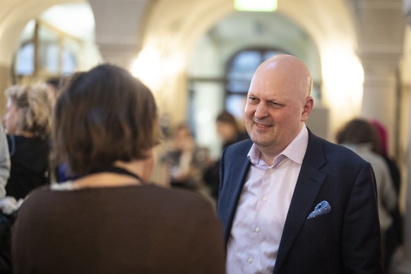 Michael Baumer (FDP) reagiert anlaesslich der Stadtratswahlen im Stadthaus in Zuerich am Sonntag, 8. Maerz 2026. (KEYSTONE/Gaetan Bally)
