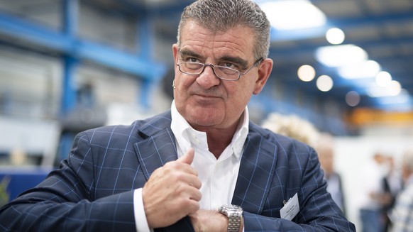 Peter Spuhler, Chairman of the Board of Directors and Group CEO ad interim of Stadler Rail, photographed during the rollout of the "flirt" Train from Stadler Rail for BLS AG, taken on Wednesday 9…
