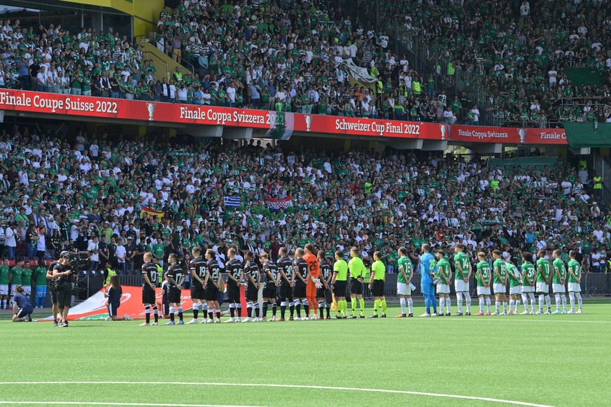 Wankdorf Stadium Teams during National anthem before the Swiss Cup final match between FC Lugano and FC St.Gallen at Wankdorf Stadium in Bern, Switzerland Cristiano Mazzi / SPP FC Lugano v FC St.Galle ...