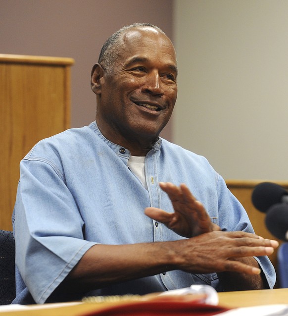FILE - In this July 20, 2017 file photo, former NFL football star O.J. Simpson attends his parole hearing at the Lovelock Correctional Center in Lovelock, Nev. Fox TV will air an O.J. Simpson special  ...