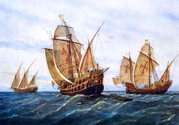 The three ships of the first voyage to the New World – the Niña, the Santa Maria and the Pinta.