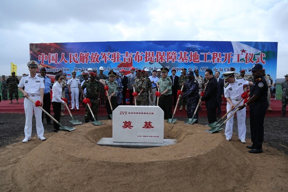 (170801) -- BEIJING, Aug. 1, 2017 () -- The undated file photo shows the foundation stone laying ceremony of the support base of the People s Liberation Army (PLA) of China in Djibouti. A ceremony mar ...