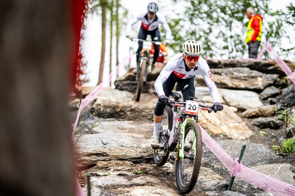 Nino Schurter of Switzerland, in action during the training of the UCI MTB Men Elite Cross Country, XCO, Mountain Bike World Championship, on Wednesday, September 10, 2025, in Crans Montana, Switzerla ...