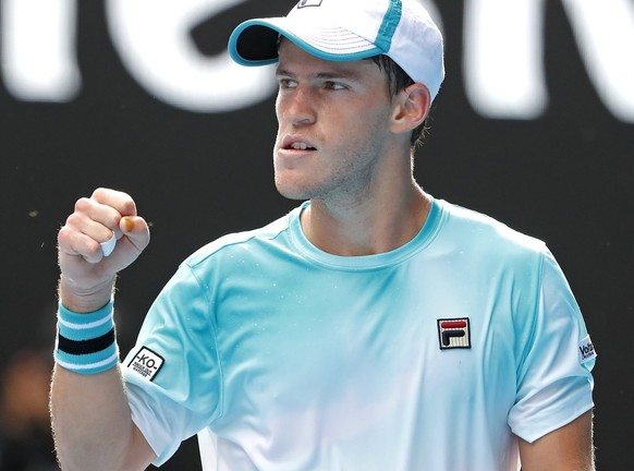 epa06459747 Diego Schwartzman of Argentina reacts during his fourth round match against Rafael Nadal of Spain at the Australian Open Grand Slam tennis tournament in Melbourne, Australia, 21 January 20 ...