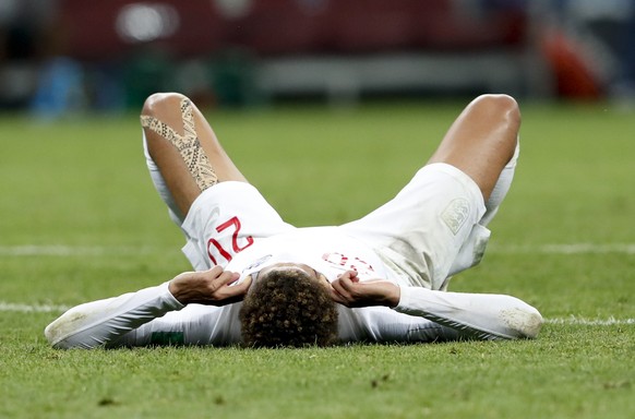 England&#039;s Dele Alli reacts at the end of the semifinal match between Croatia and England at the 2018 soccer World Cup in the Luzhniki Stadium in Moscow, Russia, Wednesday, July 11, 2018. (AP Phot ...