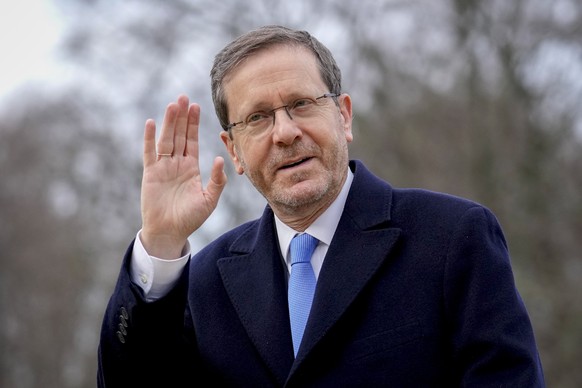 Izchak Herzog, President of Israel, arrives for talks with German President Frank-Walter Steinmeier in Berlin, Germany, Friday, Feb.16, 2024. (AP Photo/Ebrahim Noroozi)