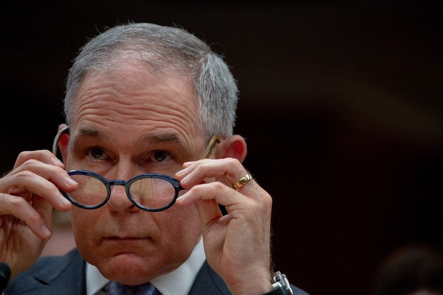 epa06866654 (FILE) -EPA Administrator Scott Pruitt testifies during the Interior, Environment, and Related Agencies Subcommittee hearing on the proposed budget estimates and justification for FY2019 f ...