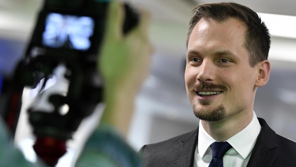 Jonas Projer, Chefredaktor Blick TV beim Start von Blick TV im Ringier Pressehaus in Zuerich am Montag, 17. Februar 2020. (KEYSTONE/Walter Bieri)