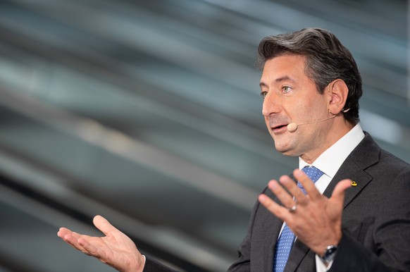 Roberto Cirillo, CEO der Schweizerischen Post, spricht waehrend einer Medienkonferenz, am Donnerstag, 22. August 2019 in Cadenazzo im Tessin. (KEYSTONE/Ti-Press/Elia Bianchi)