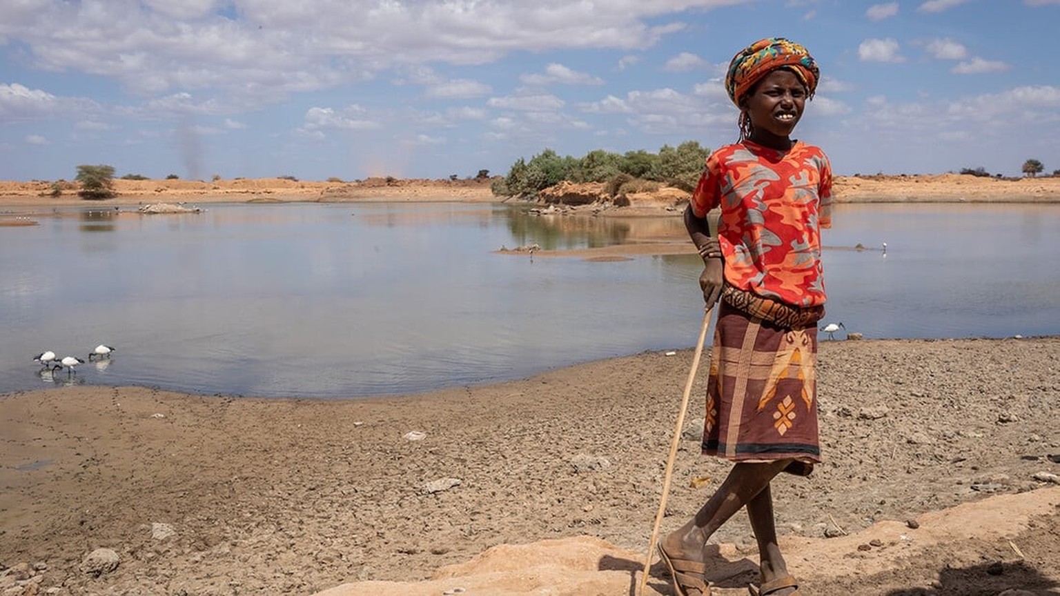 Bukhari Aden dari Ethiopia melakukan perjalanan beberapa jam setiap hari untuk mendapatkan air bagi ternak dan keluarganya.