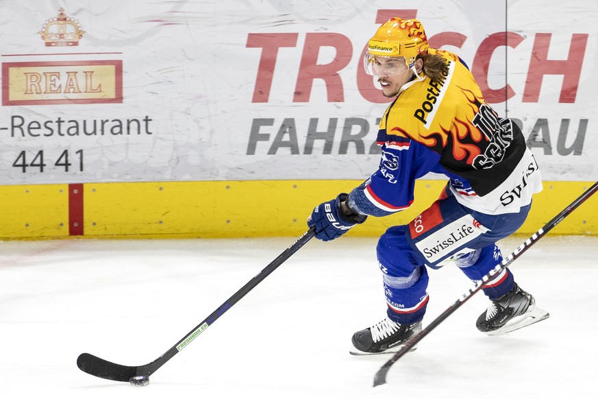 Zuerichs PostFinance Top Scorer Sven Andrighetto im vierten Eishockey Playoff-Viertelfinalspiel der National League zwischen den ZSC Lions und Lausanne HC am Montag, 19. April 2021, im Hallenstadion i ...