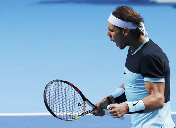 Rafael Nadal of Spain reacts during his match against Croatia&#039;s Marin Cilic at the Swiss Indoors ATP men&#039;s tennis tournament in Basel, Switzerland October 30, 2015. REUTERS/Arnd Wiegmann