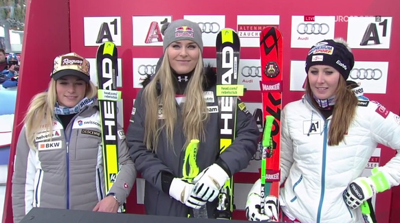 Lara Gut, Lindsey Vonn und Cornelia Hütter fahren in Zauchensee auf das Podest.