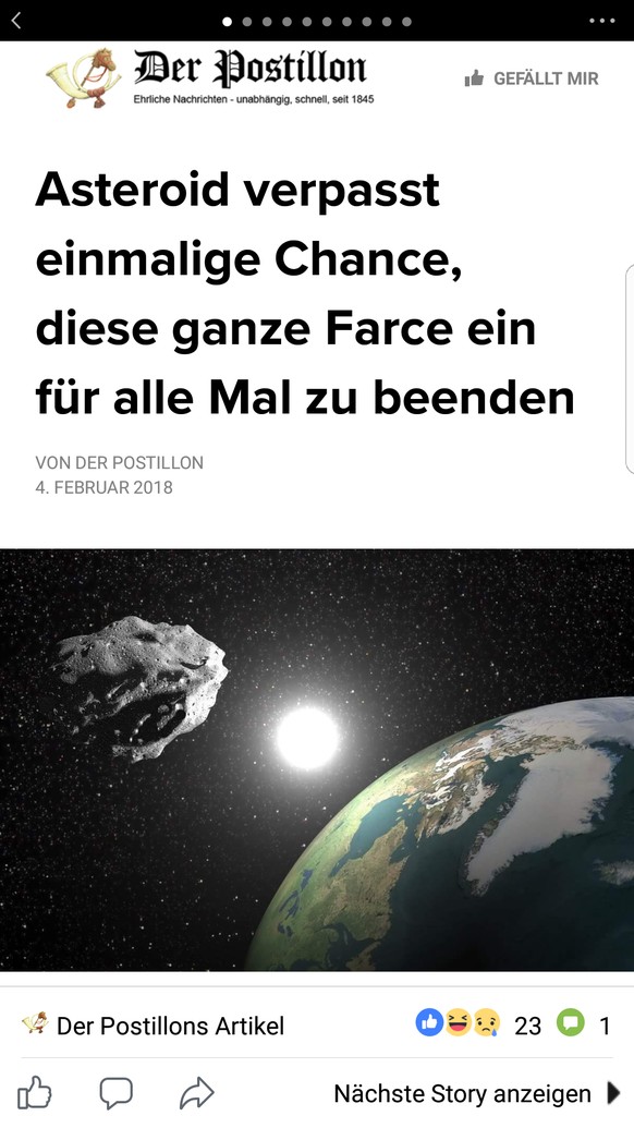 5 Szenarien, um die Erde vor einem tödlichen Asteroiden zu retten
Man kanm es auch andersrum sehen.😂