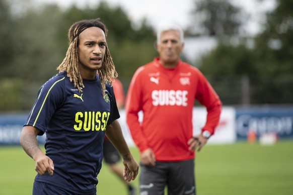 Kevin Mbabu der Schweizer Nationalmannschaft beim Training in Freienbach, aufgenommen am Montag, 3. September 2018. (KEYSTONE/Ennio Leanza)