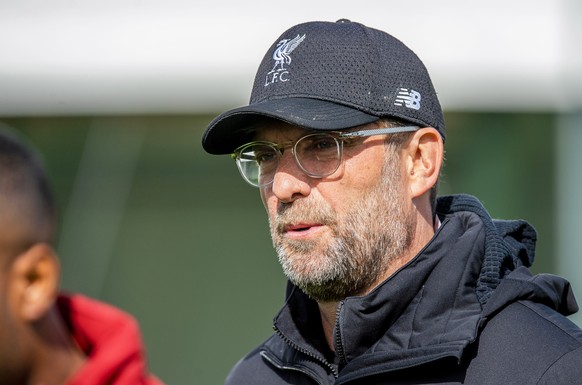 epa07551334 Liverpool&#039;s manager Juergen Klopp leads his team&#039;s training session at Melwood training complex in Liverpool, Britain, 06 May 2019. Liverpool FC will face FC Barcelona in their U ...