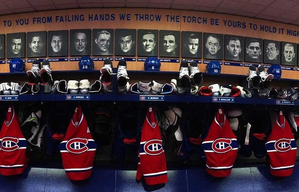Der Schriftzug in der Kabine der Canadiens.
