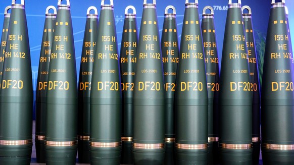 FILE - Artillery shells of German arms manufacturer Rheinmetall are displayed in Unterluess, Germany, Wednesday, Aug. 27, 2025. (AP Photo/Markus Schreiber, File)
Global Arms Sales