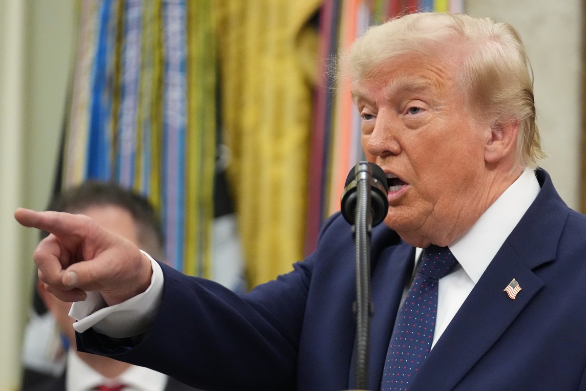 President Donald Trump speaks after ringing the opening bell for the New York Stock Exchange and the Nasdaq in the Oval Office at the White House, Monday, July 6, 2026, in Washington. (AP Photo/Mark S ...