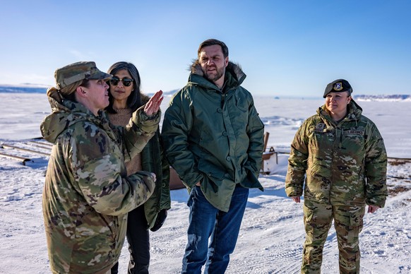 Vice President JD Vance and second lady Usha Vance tour the U.S. military&#039;s Pituffik Space Base in Greenland, Friday, March 28, 2025. (Jim Watson/Pool via AP)
Vance