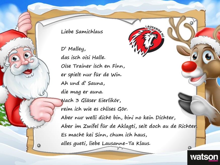 National League Samichlaus erhält Gedichte von Schweizer HockeyKlubs