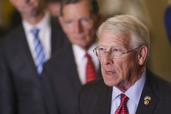 epa12168896 US Senator Roger Wicker (R) speaks to the media at the US Capitol, Washington, DC, USA, 10 June 2025. EPA/WILL OLIVER