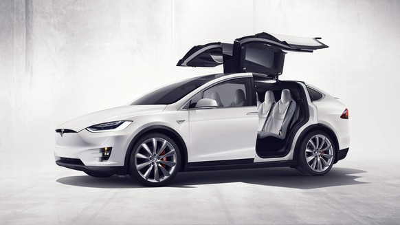 epa04957165 A undated handout picture made available by Tesla Motors 30 September 2015 showing the new Tesla X model. Electric car maker Tesla Motors launched its first sport-utility vehicle, the Mode ...
