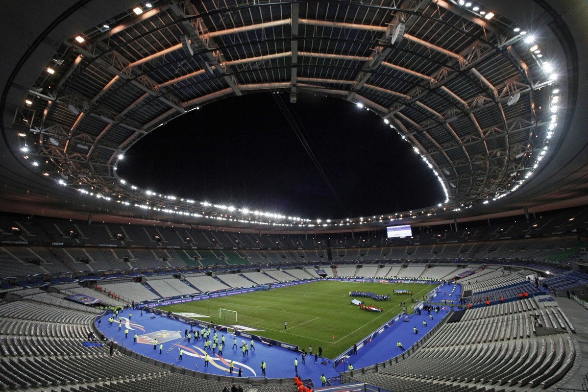 View of the Stade de France stadium, in Saint-Denis, outside Paris, Tuesday, Nov. 19, 2013. The Stade de France stadium, with 81 338 seats, was inaugurated the Jan. 28, 1998, and built for the World C ...