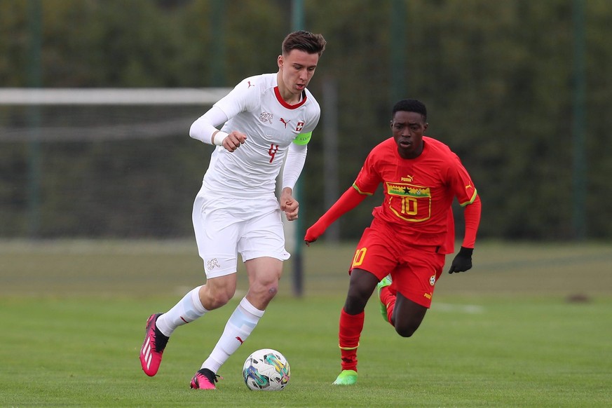 SWITZERLAND U16 vs GHANA U16 EMAN KOSPO vs RAMSAY ASUMADU football U16 Switzerland development tournament vs Ghana U16 , Sports center FSS, Stara Pazova 18.04.2023. Foto: FOOTBALL, SWITZERLAND U16, GH ...