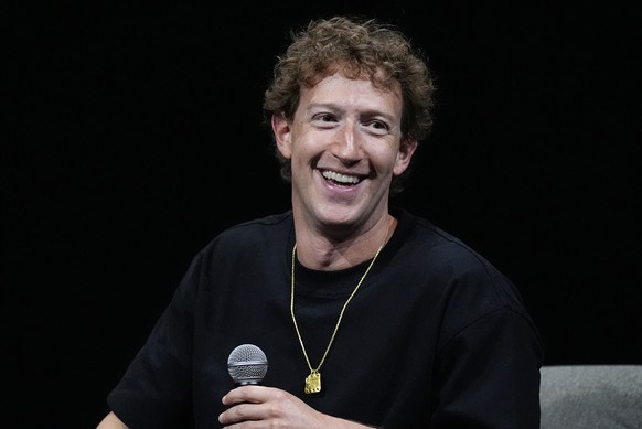 Mark Zuckerberg, chief executive officer of Meta, speaks during an appearance at SIGGRAPH 2024, the premier conference on computer graphics and interactive techniques, Monday, July 29, 2024, in the Co ...