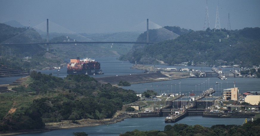 FILE - A cargo ship sails along the Panama Canal, as seen from the Cerro Ancon in Panama City, Jan. 31, 2025. (AP Photo/Matias Delacroix, File)
Panama Canal