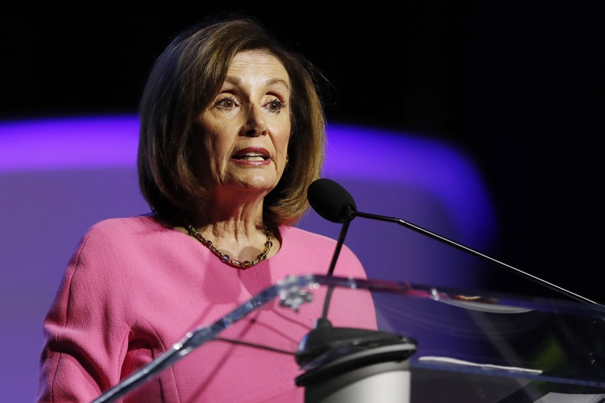 Speaker of the House Nancy Pelosi, D-Calif., addresses the NAACP convention, Monday, July 22, 2019, in Detroit. (AP Photo/Carlos Osorio)
Nancy Pelosi