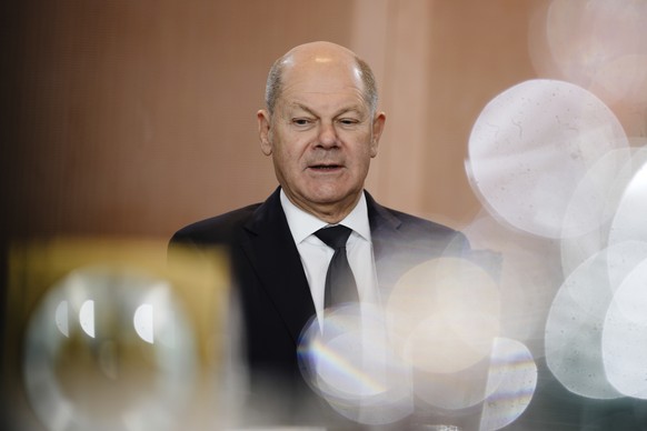 German Chancellor Olaf Scholz chairs the cabinet meeting of the German government at the chancellery in Berlin, Wednesday, Feb. 21, 2024. (AP Photo/Markus Schreiber)