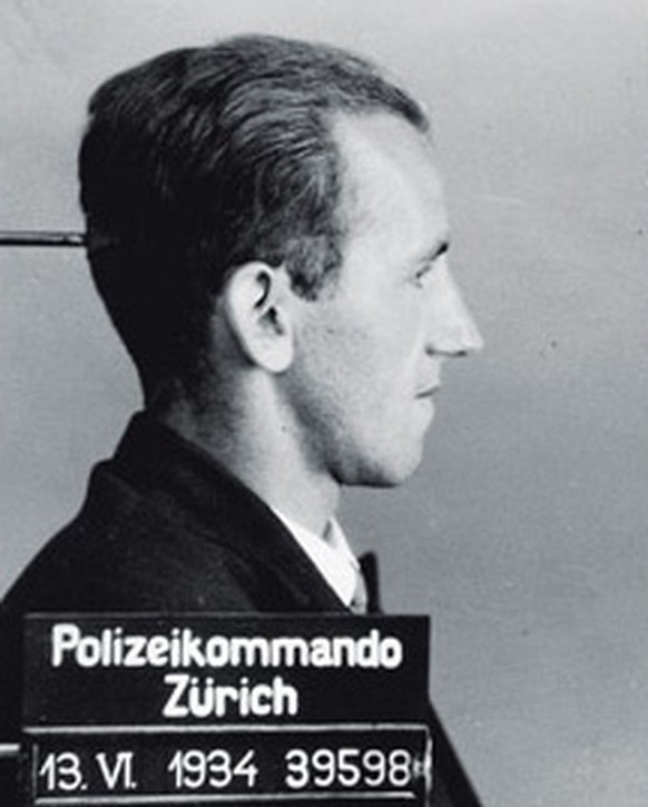 Hans Vollenweider nach einer Verhaftung 1934.