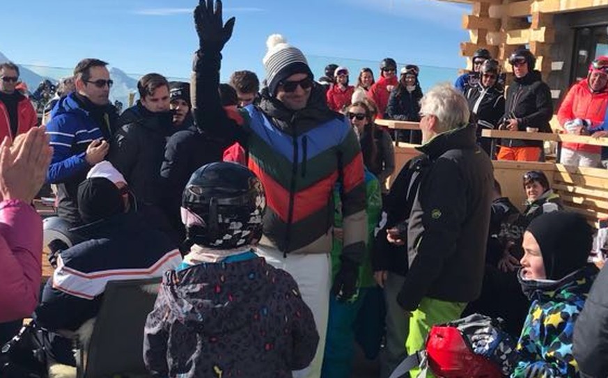 Ohne Ski unterwegs: Federer in der Motta-Hütte auf der Lenzerheide im Februar 2018.