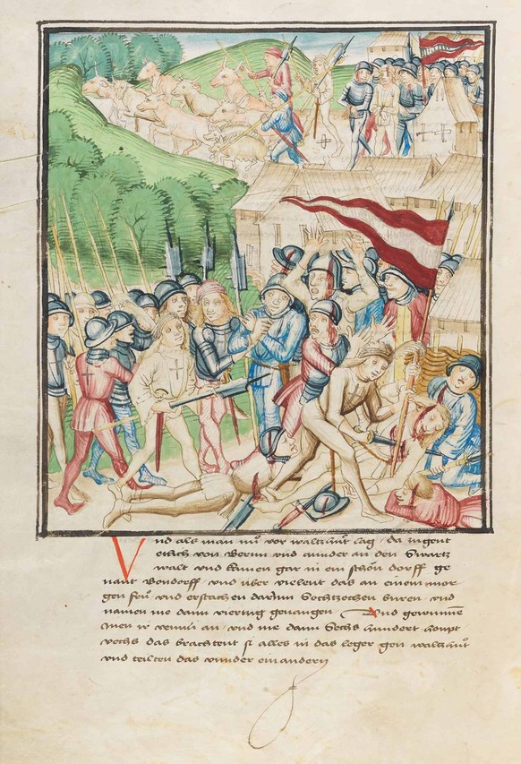 Die Entwicklung der Halbarte ist auch in der Chronik von Schilling zu beobachten.
http://www.e-codices.ch/de/bbb/Mss-hh-I0003/62